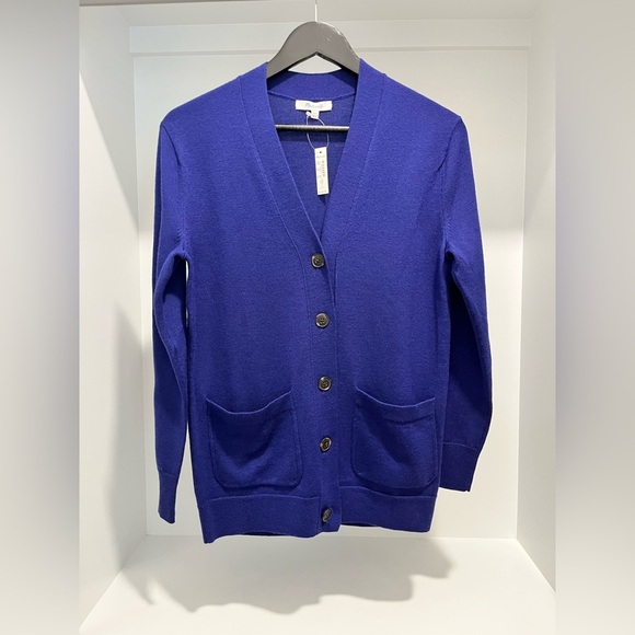 Madewell Merino Wool Boyfriend Cardigan Button Relaxed Bright Cobalt XS XXS NWT - Picture 7 of 13